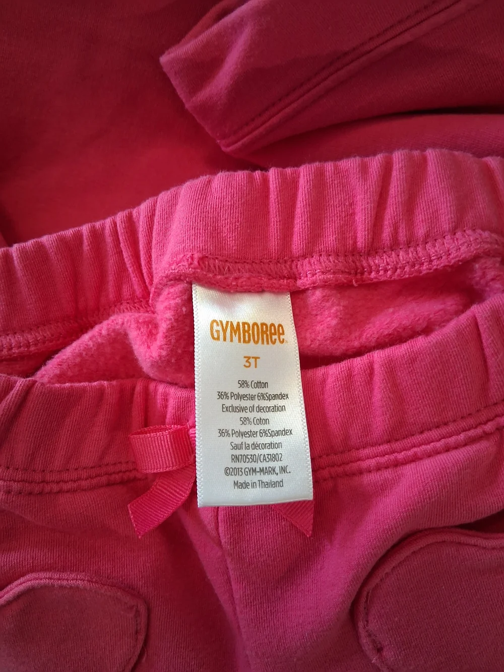Gymboree Bright Pink Fleece-Lined Joggers with Heart Knees Size 3T